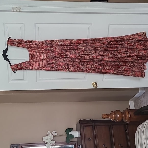 FREE PEOPLE GATEWAY FLORAL PRINT PLEATED MAXI DRESS SIZE L - Picture 4 of 11